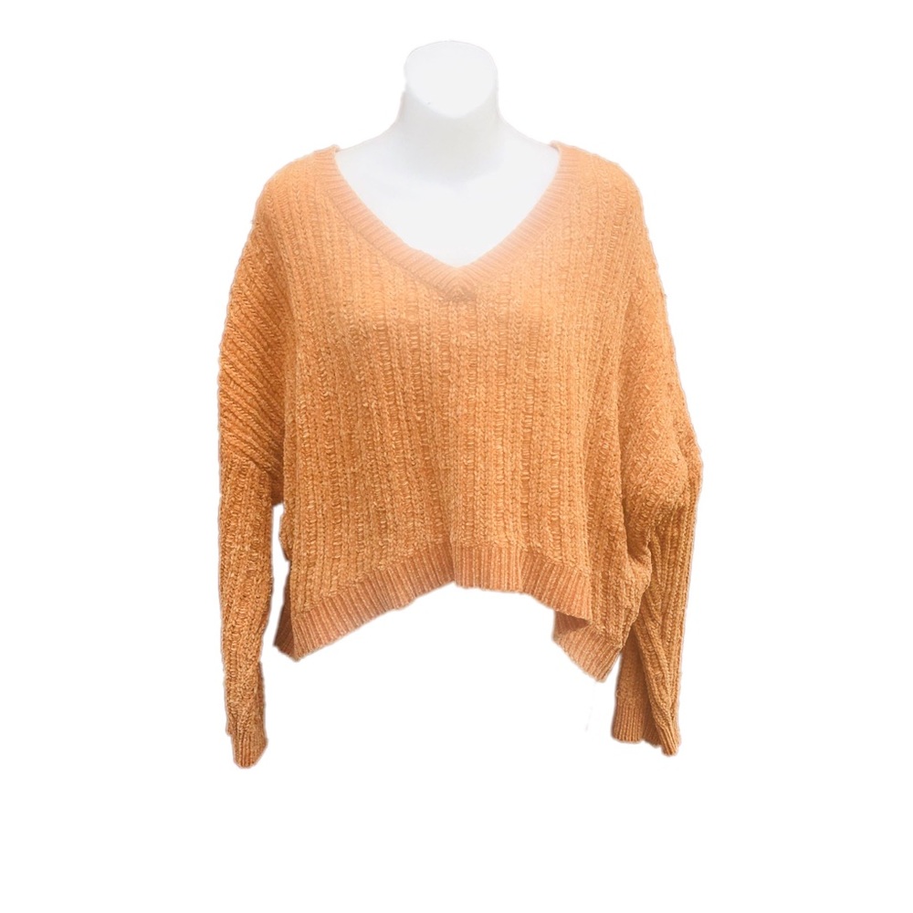 Wild Fable Sweater Slouchy Boxy Long Sleeve V Neck Chenille Gold Mustard XXL